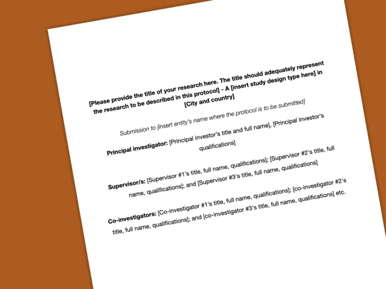 Research Protoocol sheet: crafting a research question paper on a plain background